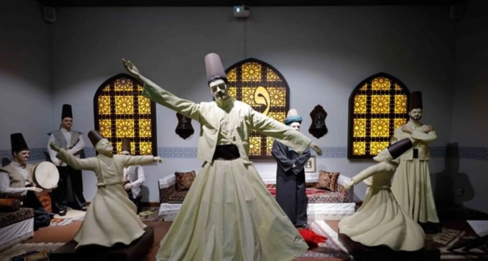Whirling dervish sculpture made of white chocolate